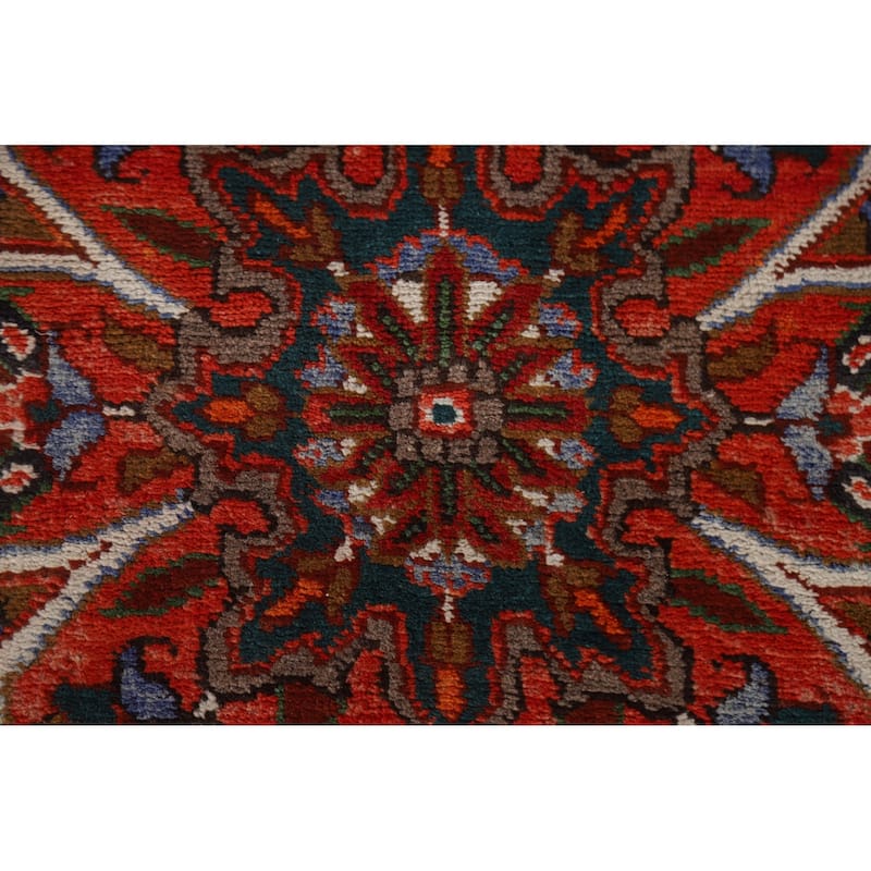 Hand Knotted Oriental 100% Wool Carpet Traditional Floral Red Heriz Area Rug - 13' 8'' X 9' 9''