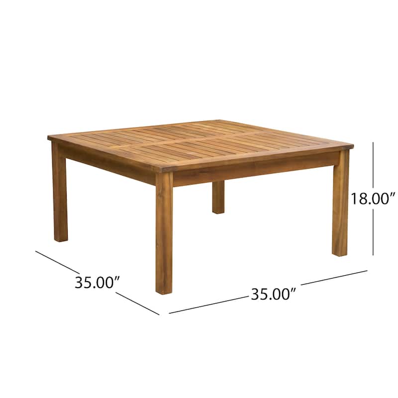 Roomfitters 3-Seater Outdoor Sofa Set with Coffee Table, Solid Acacia Wood Frame and Cream Cushions