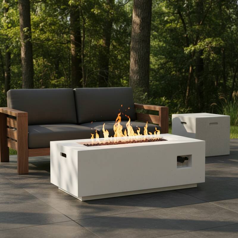 Aidan Outdoor 40,000 BTU Lightweight Concrete Rectangular Fire Pit (No Tank Holder) by Christopher Knight Home