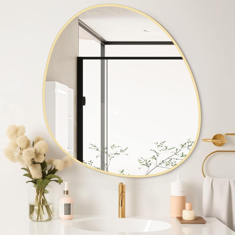 Contemporary Asymmetrical Mirror, Pebble Shaped Irregular Mirror