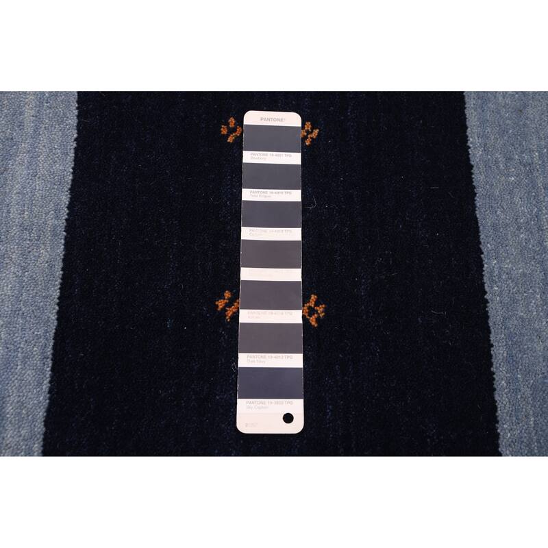 ECARPETGALLERY Hand Loomed Kashkuli Gabbeh Dark Navy, Grey Wool Rug - 6'9 x 9'9