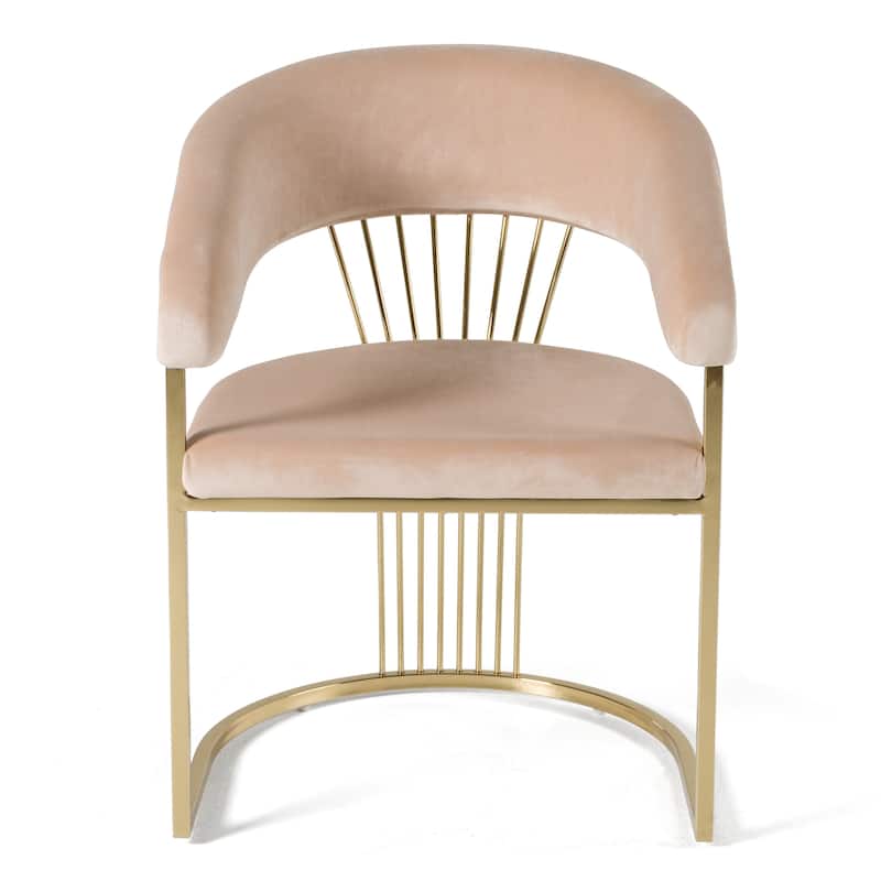 Modrest Linda Modern Beige Velvet and Gold Dining Chair