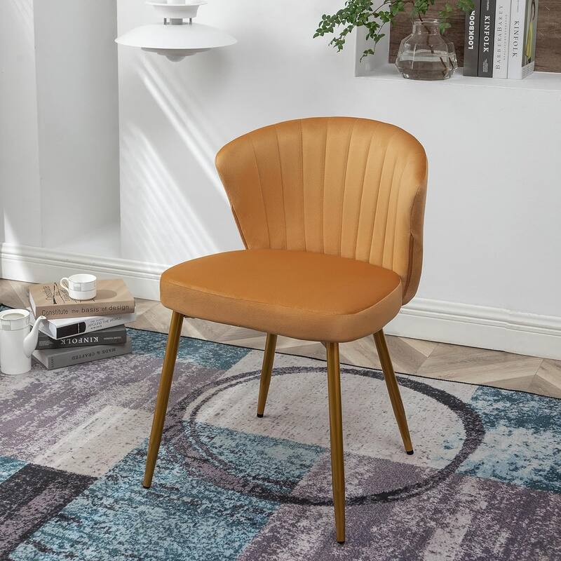 Modern Velvet Accent Chair with Channel-Tufted Design Comfortable and Trendy Armless Seat