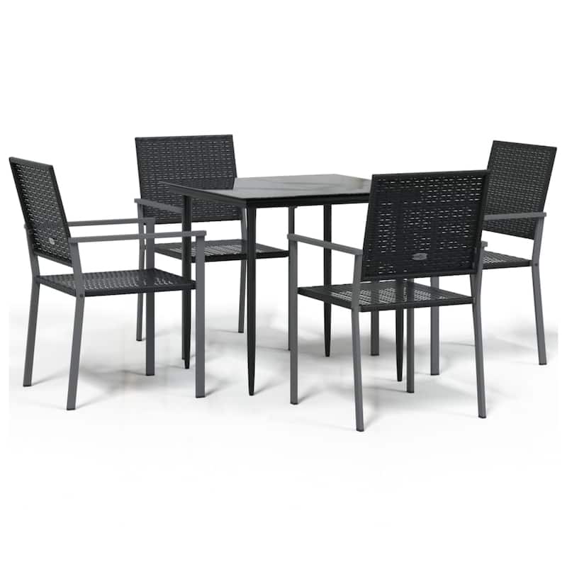 vidaXL 3/5/7/9 Piece Patio Dining Set with Cushions Poly Rattan and Steel