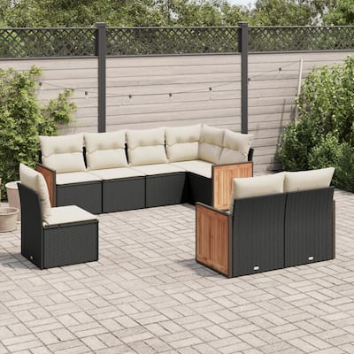 vidaXL Patio Sofa Set with Cushions Outdoor Conversation Furniture Poly Rattan