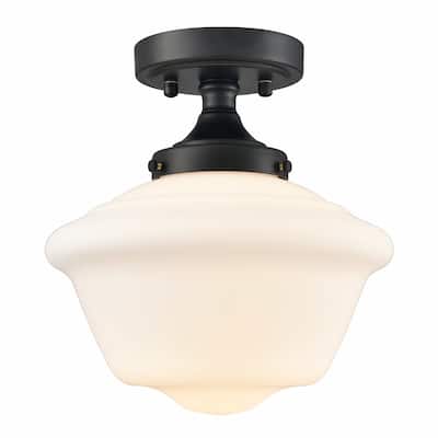 Kavala Schoolhouse Ceiling Light Fixture with Milk Glass Shade