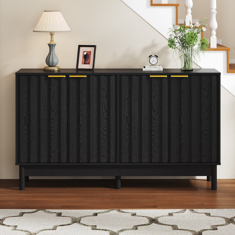 Buffet Cabinet with Doors and Adjustable Shelves - Black