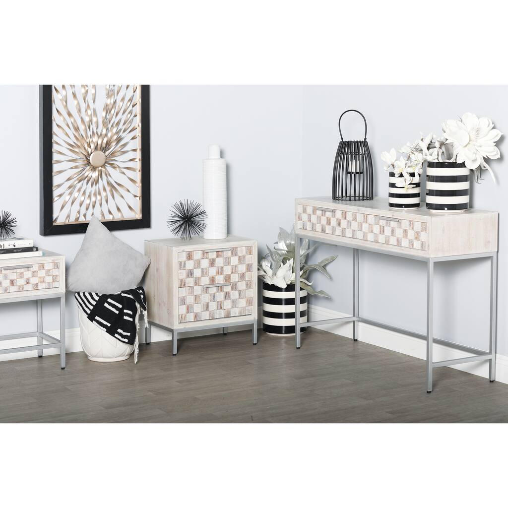 Beige MDF Contemporary Console Table (Set of 3) - 45 x 17 x 32