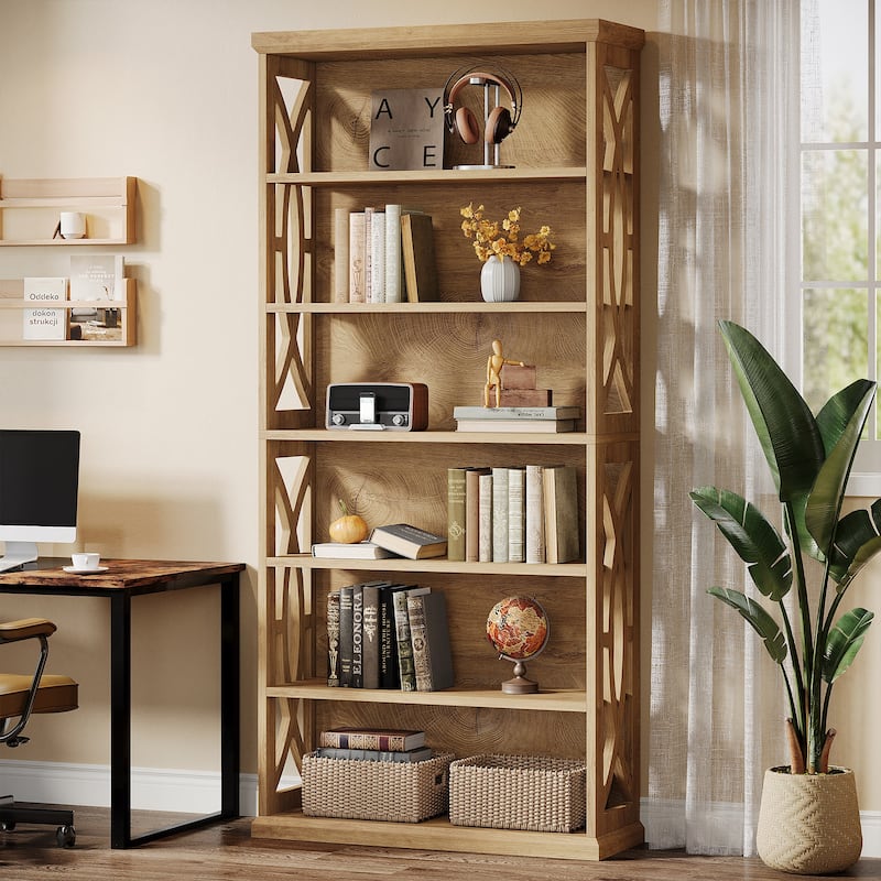 6-Tier Bookshelf, Freestanding Bookcase - Natural