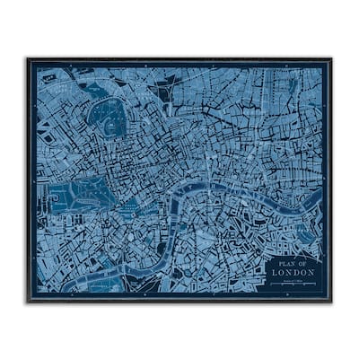 Stupell Blue Detailed London Map Framed Giclee Art Design By Phillipa Katz