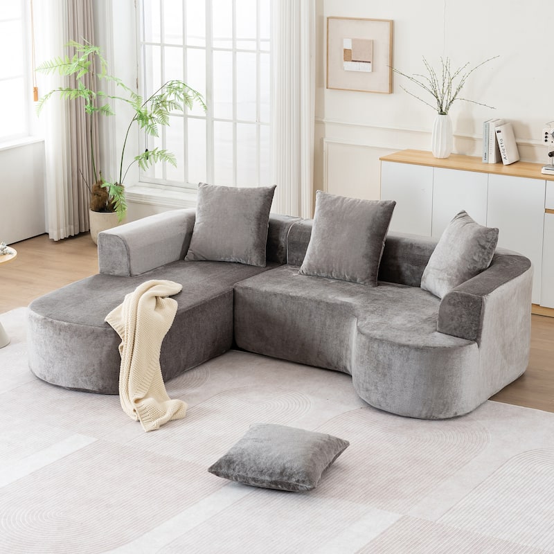 Modular L-Shaped Sectional Sofa, Deep Seat Cloud Couch, No Assembly