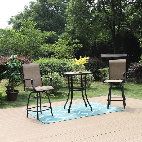 3 PC Swivel Bar Stools Set Bar Height Bistro Sets Outdoor. Opens flyout.