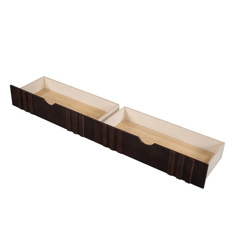 Daybed with Two Drawers, Solid Wood Frame, Guardrails, No Box Spring Needed