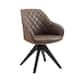 Art Leon Classical Swivel Office Accent Chair with Wood Legs - Black Solid Wood Legs - Mocha Faux Leather