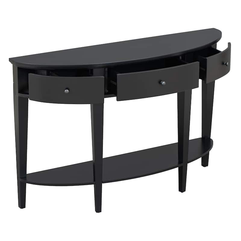 Modern Curved Console Table Sofa Table with 3 drawers and 1 Shelf for Hallway, Entryway, Living Room