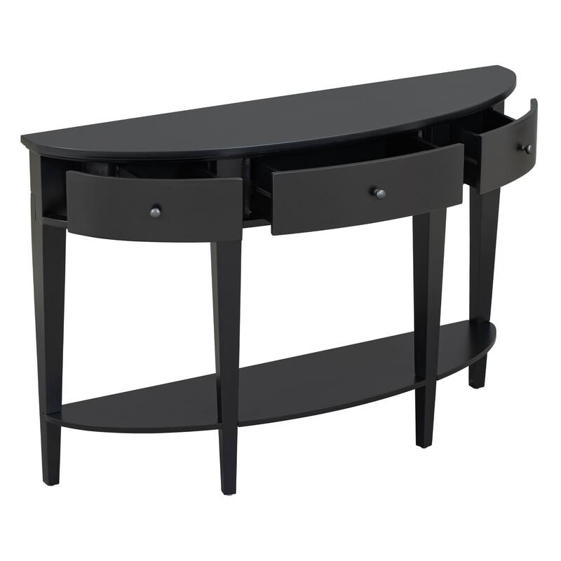 Roomfitters Modern Curved Console Table with 3 Drawers and 1 Shelf, Ideal for Hallway, Entryway, or Living Room