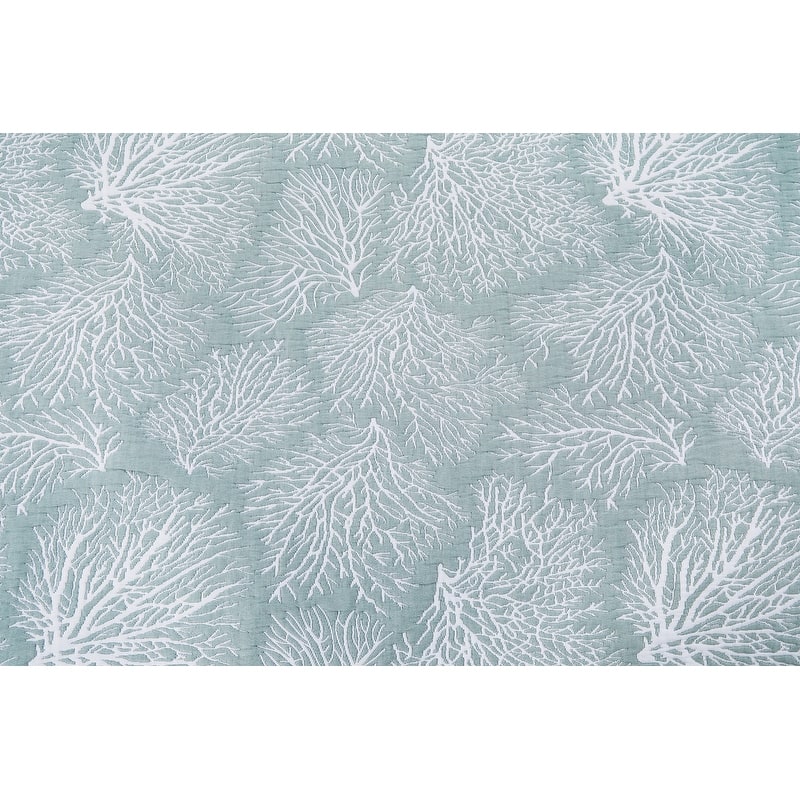 Seafoam Coral Jaquard Coverlet Set
