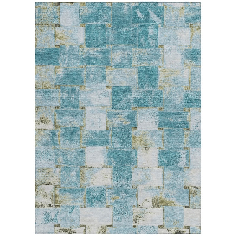HomeRoots Striped Transitional Rectangle Outdoor Rug