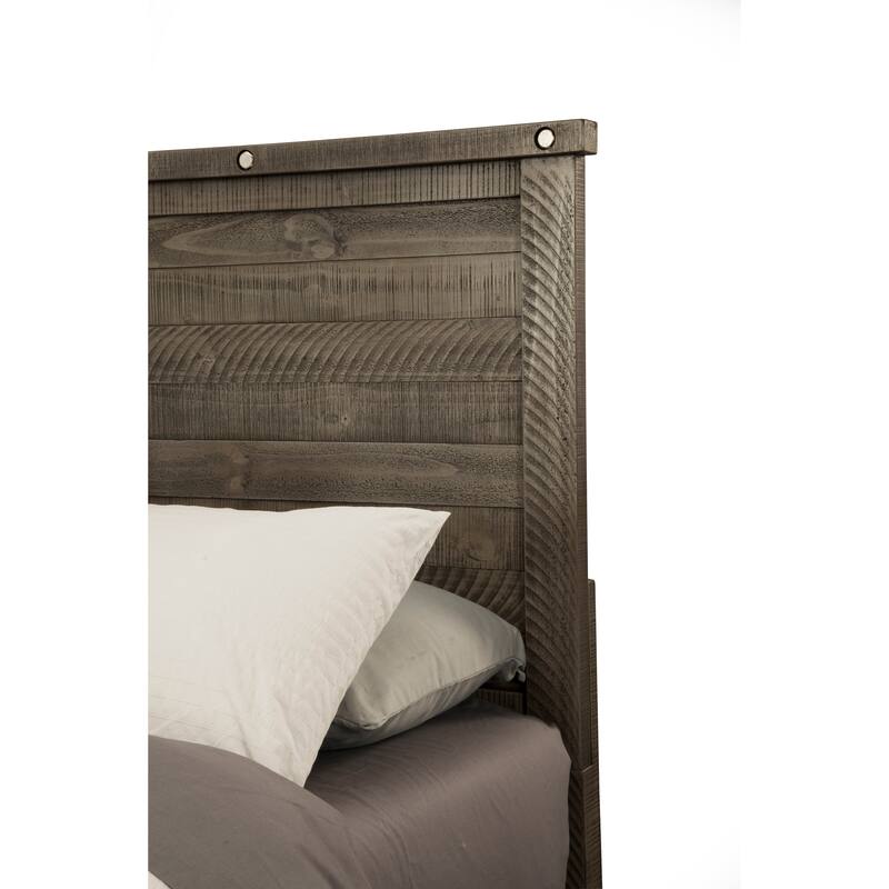 Vilo Home Industrial Charms Gray Distressed Solid Wood Bed