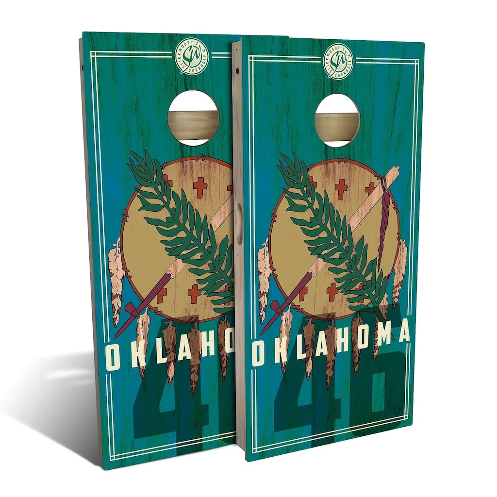 Oklahoma State Flag 2 Outdoor Cornhole Board Set