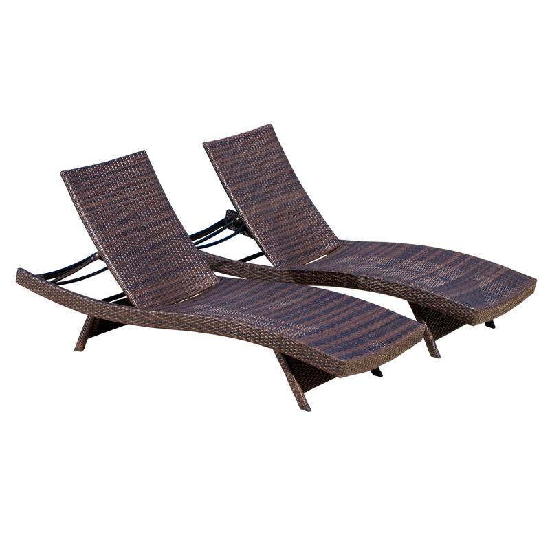 Christopher Knight Home Outdoor Brown Wicker Adjustable Chaise Lounge Chair (Set of 2)