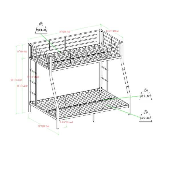Walker Edison Abner Metal Twin over Full Size Bunk Bed - Black