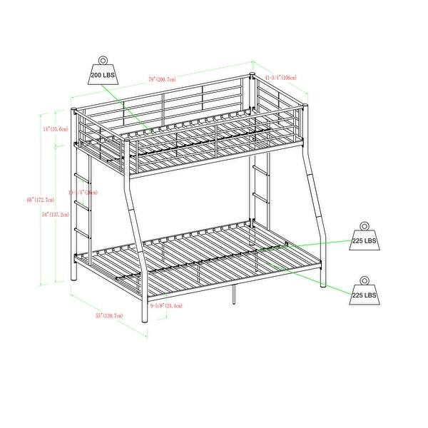 Walker Edison Abner Metal Twin over Full Size Bunk Bed - White