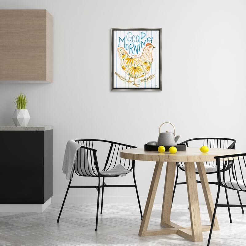 Stupell Good Morning Farmhouse Hen Framed Floater Canvas Wall Art Design By Jessica Mingo