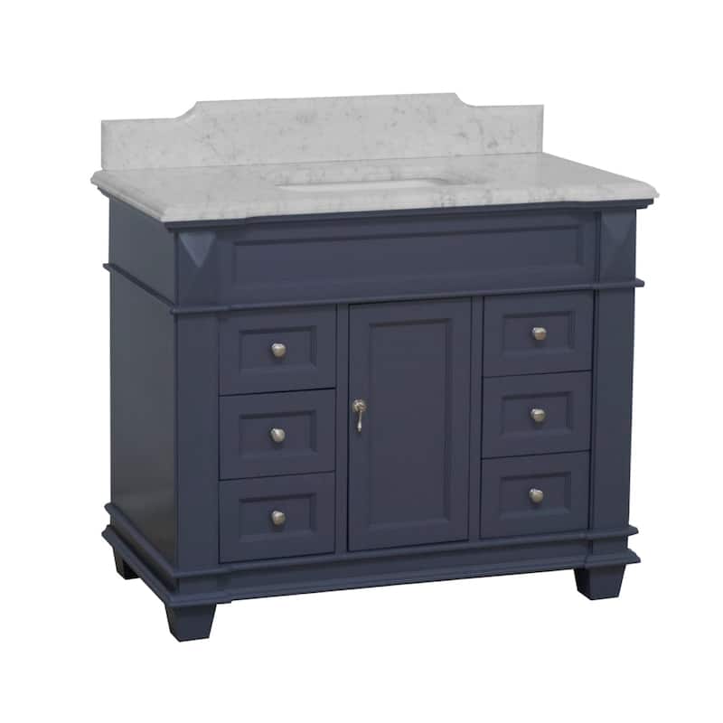 KitchenBathCollection Elizabeth 42" Bathroom Vanity with Carrara Marble Top