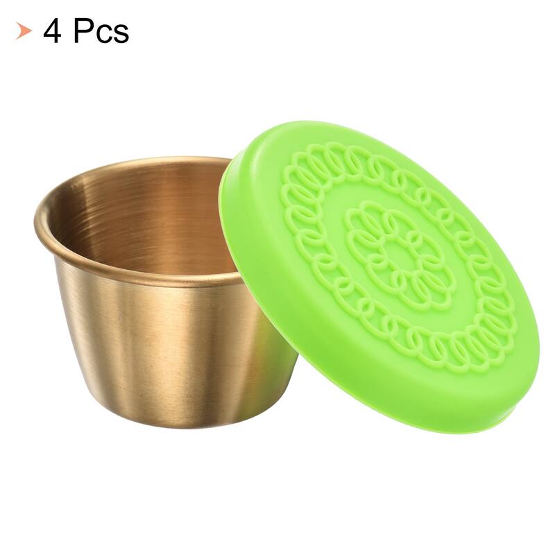 4pcs Stainless Steel Dressing Container 2.4oz Reusable Sauce Cups