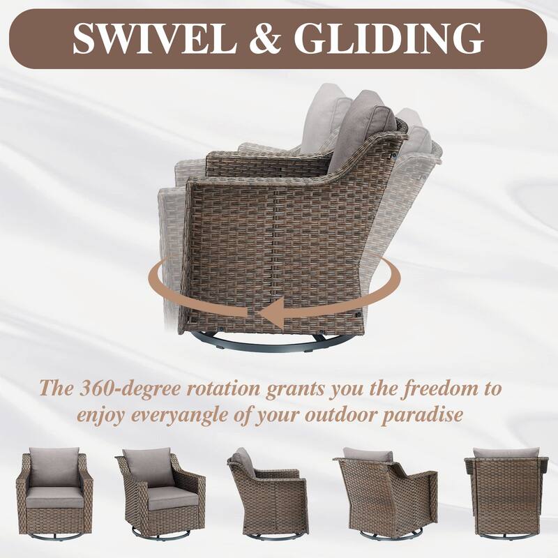 Outdoor Patio Sofa & Swive Chail with Ottoman