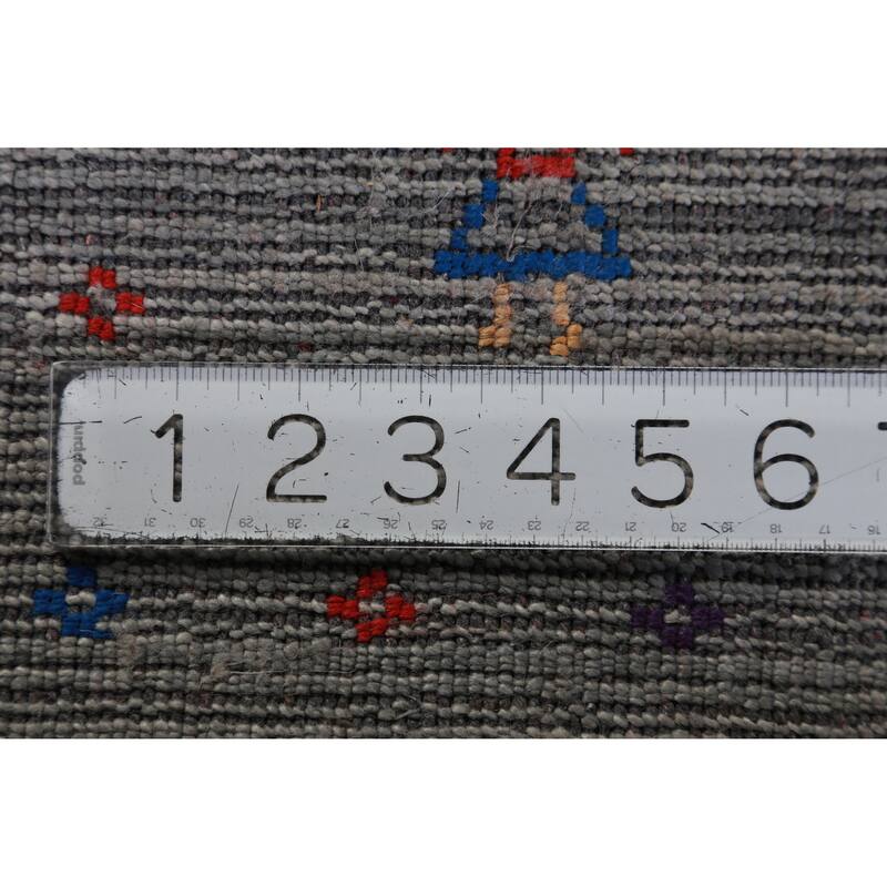 Hand Knotted Oriental 100% Wool Carpet Tribal Tribal Greys & Charcoal Gabbeh Area Rug - 12' 2'' X 9' 2''