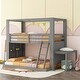 preview thumbnail 18 of 20, Solid Wood Twin Over Full Bunk Bed with Desk&Shelves,Green Grey