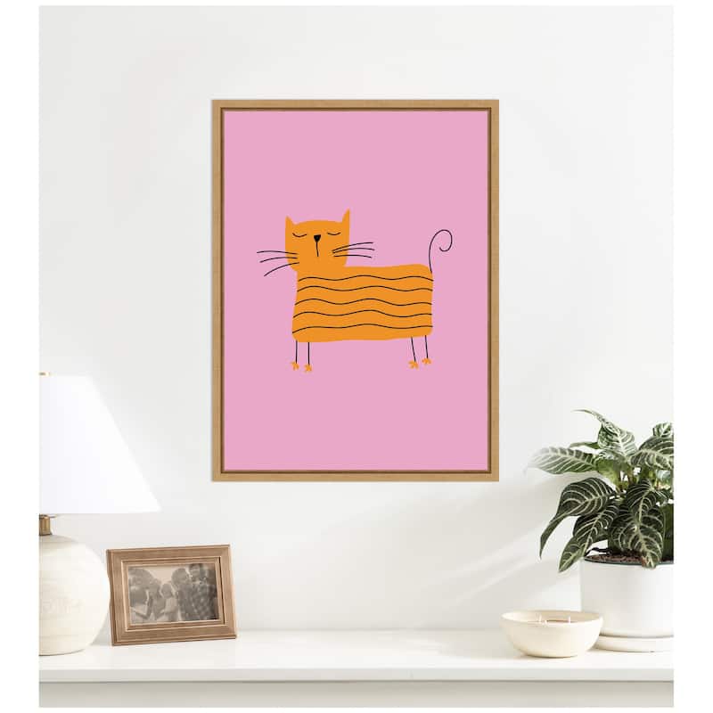 Kate and Laurel Orange Cat by Laura Moss Framed Canvas Wall Art Print