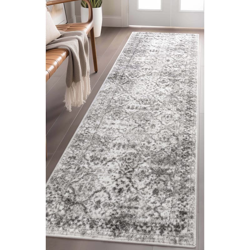 Well Woven Zazzle Argos Vintage Modern Area Rug - 2'3" x 7'3" Runner - Ivory Grey - Rectangle