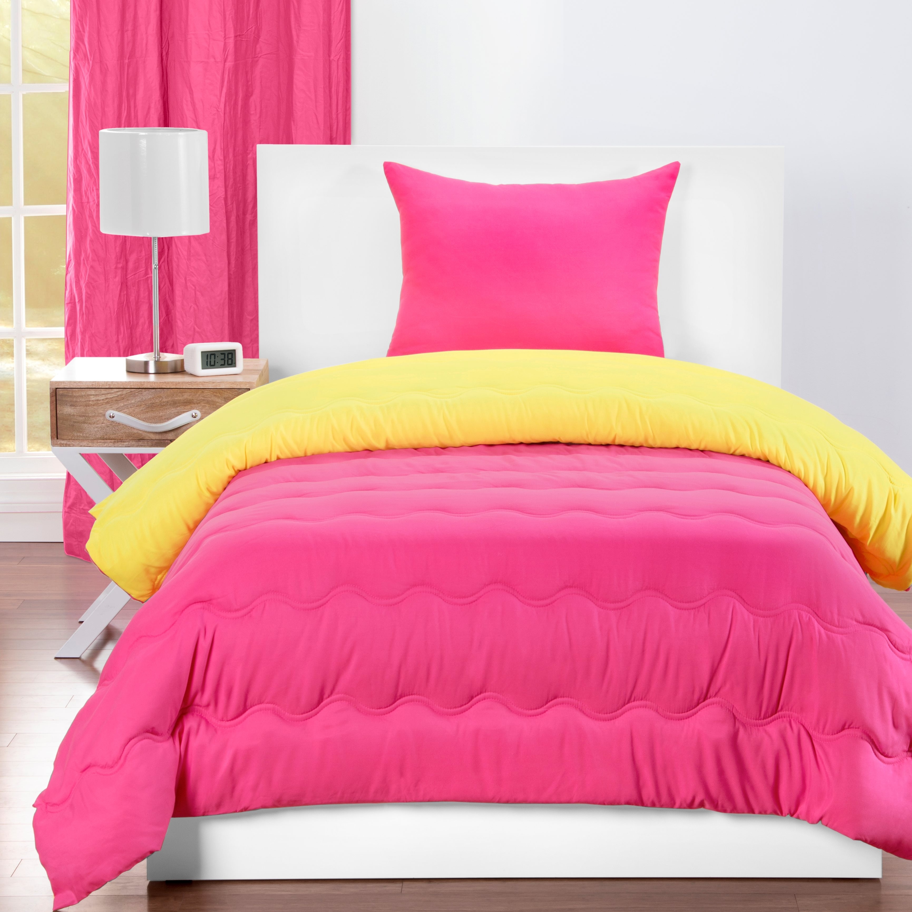 Hot Pink and Yellow Reversible Comforter Set - On Sale - Bed Bath & Beyond  - 37485508