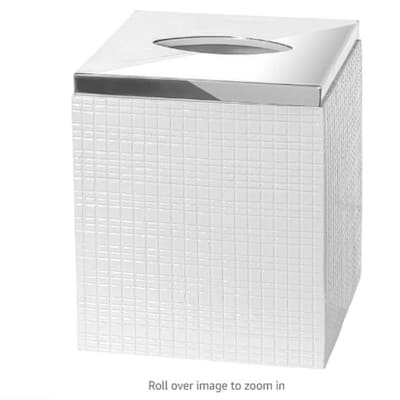 Creative Scents Estella White Tissue Box Cover Square - White /Silver
