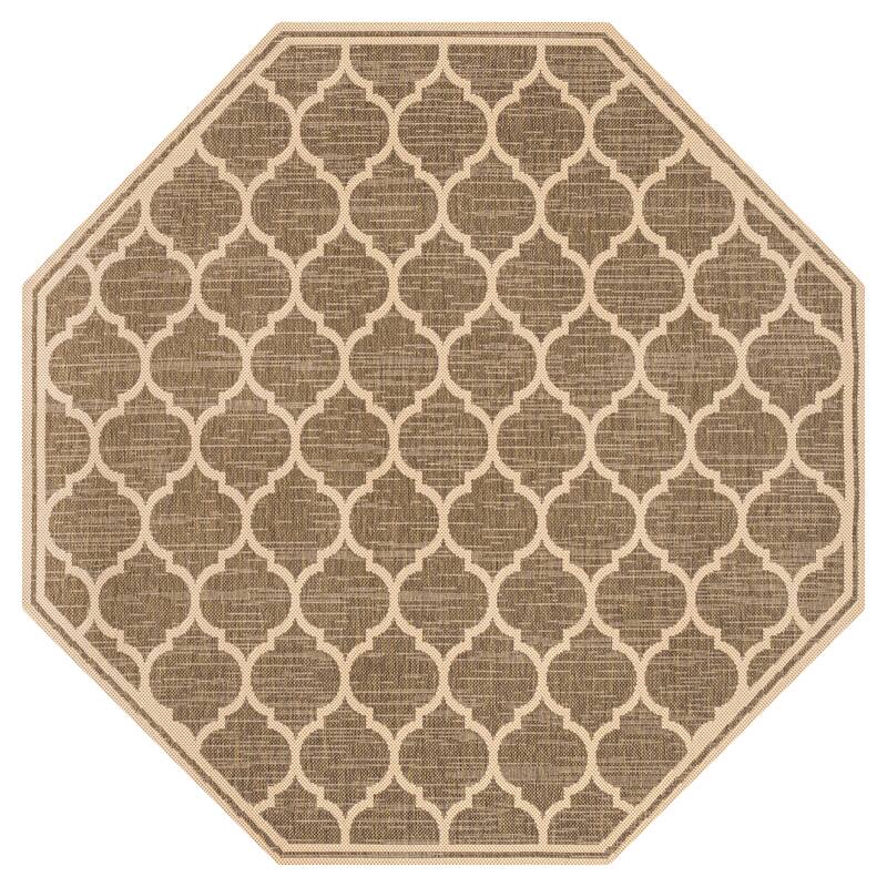 JONATHAN Y Zinnia Textured Weave Indoor/Outdoor Area Rug - 5' Octagon - Brown/Beige