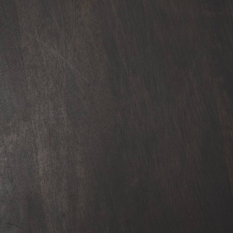 Rashama Dark Brown Wood Stacked Geometric Round Accent Table