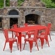 preview thumbnail 19 of 32, Rectangular Metal Indoor-Outdoor Table Set Red
