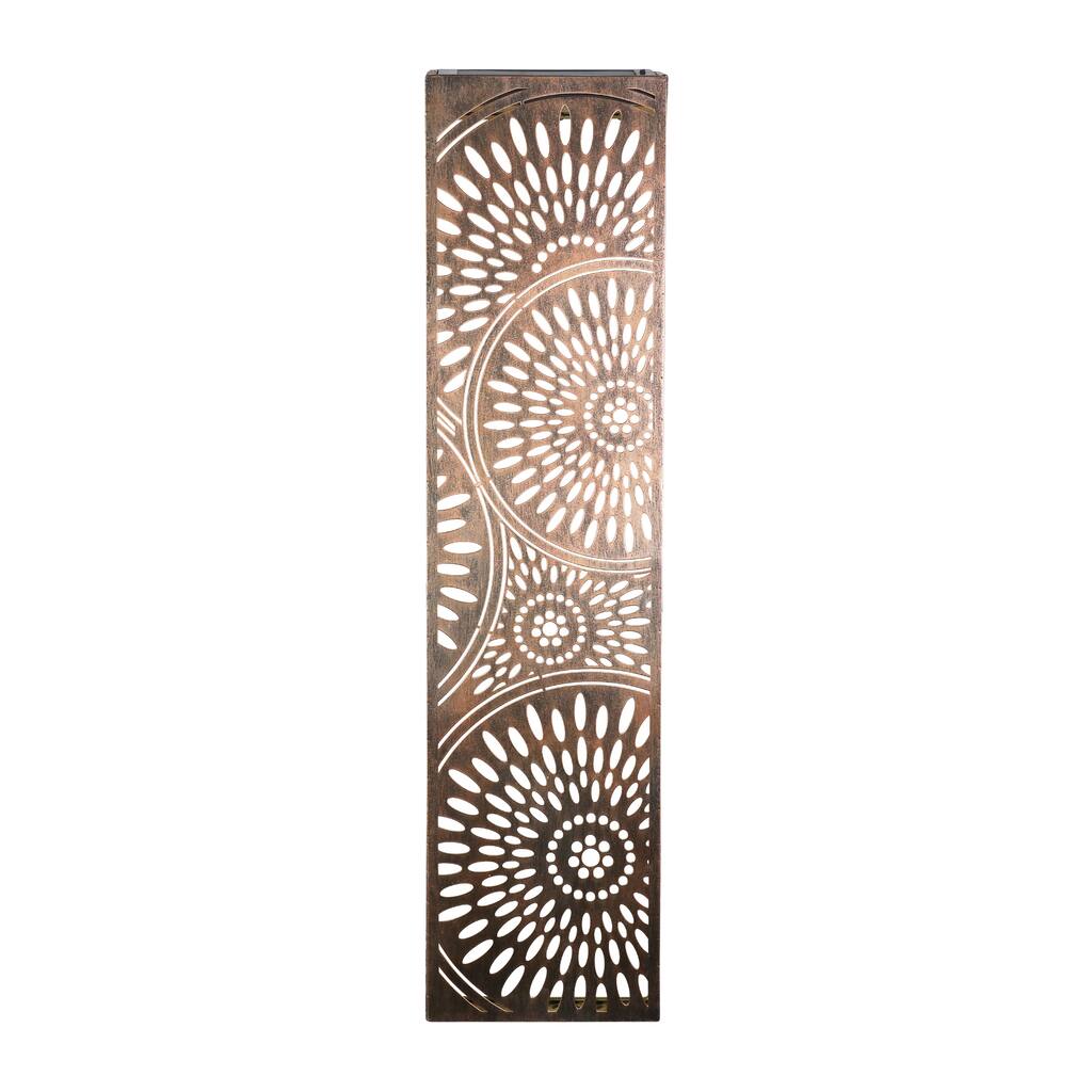 Exhart Solar Metal Filigree Wall Panel Art with Circle Pattern, 8 x 33 Inches