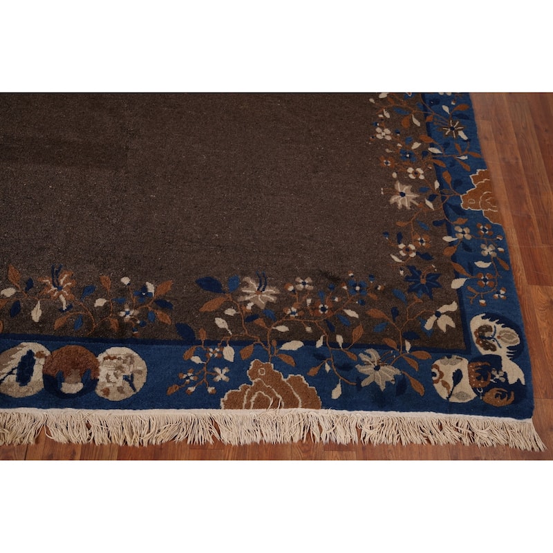 Vegetable Dye Art Deco Nichols Chinese Rug Handmade Wool Carpet - 8'1" x 9'10"