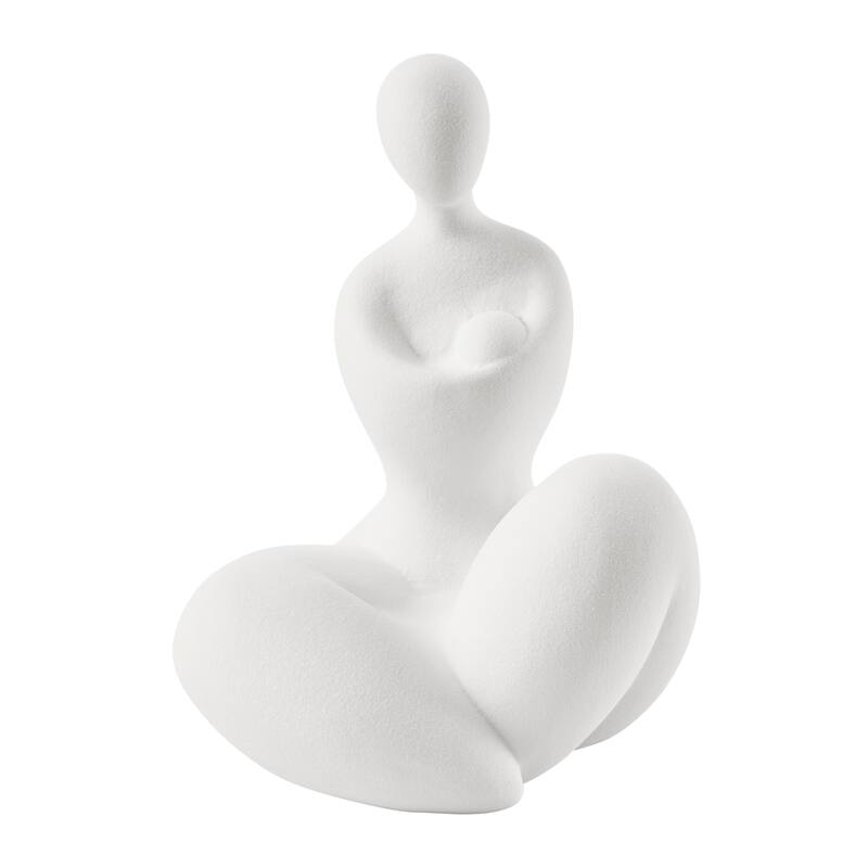 Hans White Abstract Mother Embracing Child Matte Ceramic Sculpture