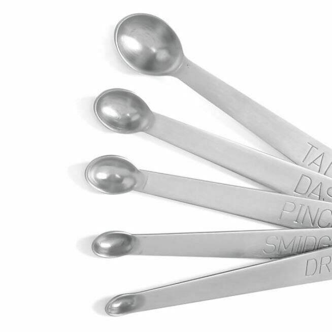 Norpro 5-Piece Mini Stainless Steel Measuring Spoons Set - Tad, Dash, Pinch, Smidgen and Drop - Silver
