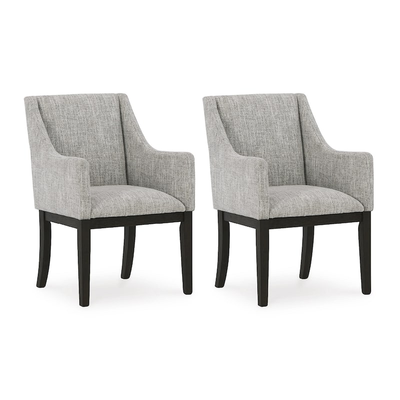 Burkhaus Dark Brown Dining Upholstered Arm Chair, Set of 2 - 21"W x 24"D x 36"H