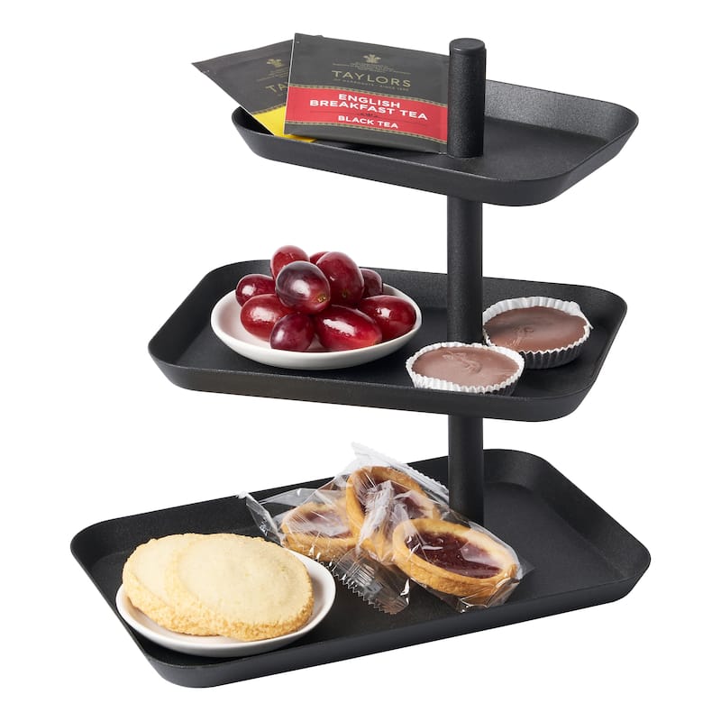 Yamazaki Home Serving Stand, Steel - L 6.18 x W 9.72 x H 10.12 inches - Black