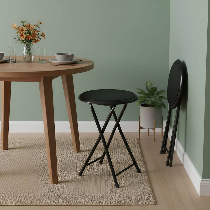 Lavish Home 18-Inch Folding Stool, Black - Set of 2