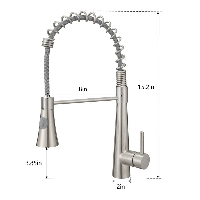 Commercial Kitchen Faucet with Pull-Out Sprayer, Brushed Nickel