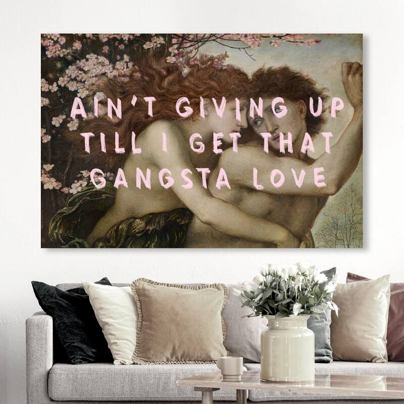 Wynwood Studio Canvas Fashion and Glam Gangsta Love Pink and Light Pink Modern & Contemporary Wall Art Canvas Print - 30 x 45