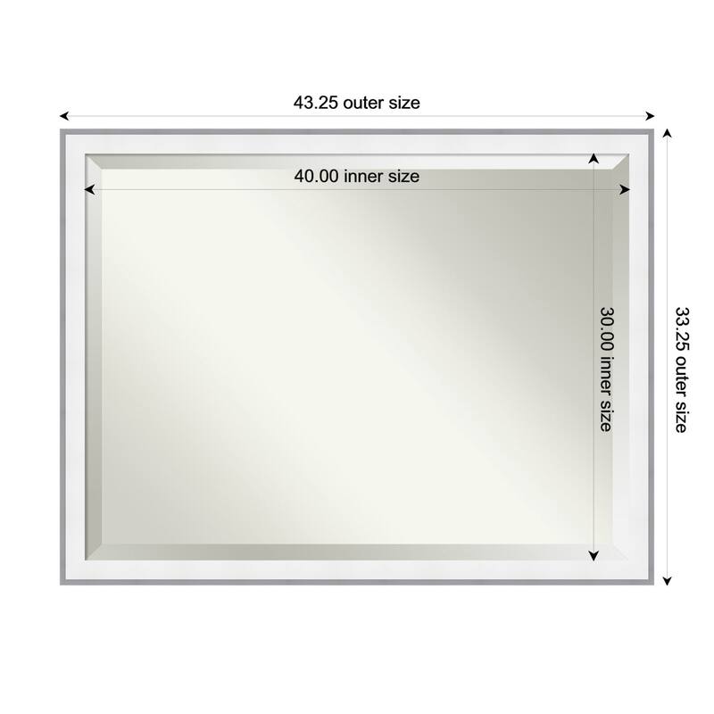 Maya Beveled Framed Wall Mirror - 43 x 33 in - Maya White Silver